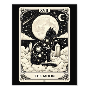 Impression Photo Carte Tarot Cat La Lune Graphique