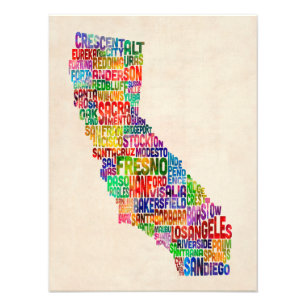 Impression Photo Carte texte de la typographie californienne