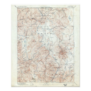 Impression Photo Carte topographique de Shasta de bâti vintage