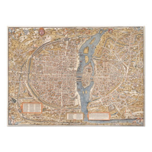 Impression Photo Carte Vintage de Paris France Canvas Imprimer