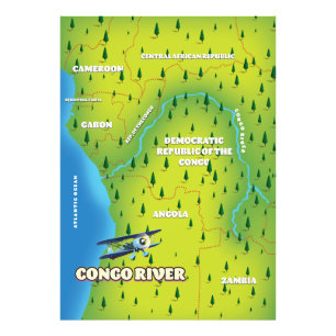 Impression Photo Carte vintage magnifique du fleuve Congo