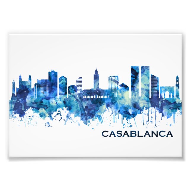 Impression Photo Casablanca Maroc Skyline Blue (Devant)