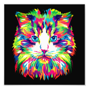 Impression Photo Cat Face géométrique Prismatic Design-32453