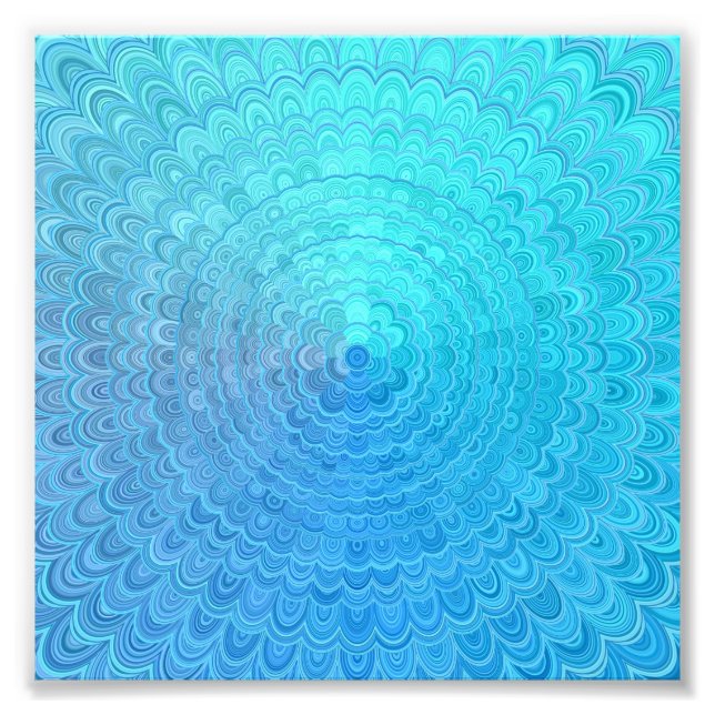 Impression Photo Cercle floral bleu clair Mandala (Devant)