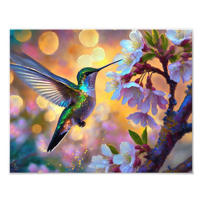 Impression Photo Cerisier Imaginaire Sunrise Hummingbird  (Devant)