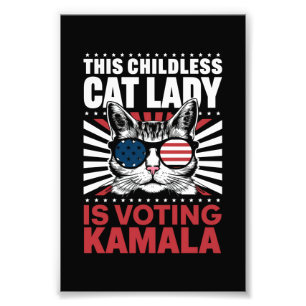 Impression Photo Cette dame de chats sans enfants vote Kamala 2024