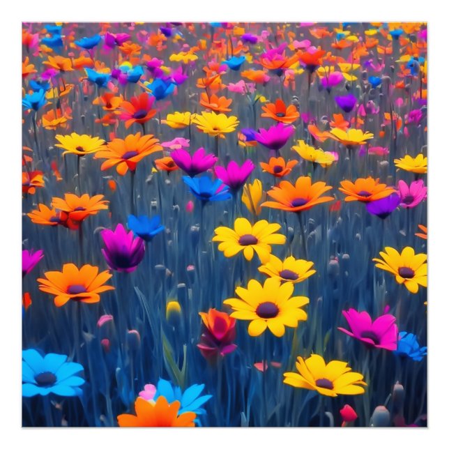 Impression Photo Champ Coloré De Fleurs (Devant)