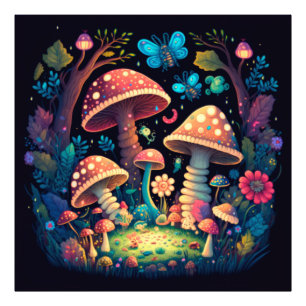 Impression Photo Champignons magiques papillons