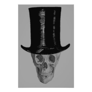 Impression Photo Chapeau haut-de-forme crâne monochrome