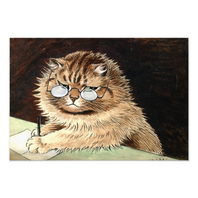 Impression Photo Chat au travail avec lunettes de Louis Wain (Devant)
