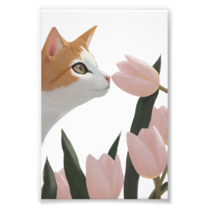 Impression Photo Chat curieux Floral de printemps