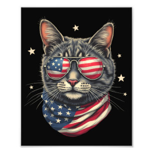 Impression Photo Chat drapeau américain 4 juillet Meowica