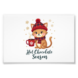 Impression Photo Chat Drôle Chocolat Chaud Saison Joyeux Noël Maman