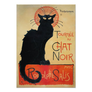 Impression Photo Chat noir de Nouveau d'art vintage