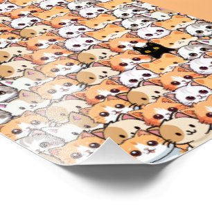 Impression Photo Chat noir mignon en chats orange animal de compagn