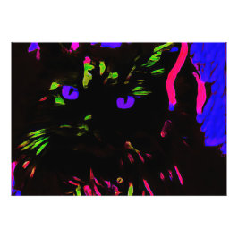 Impression Photo Chat noir néon avec yeux brillants