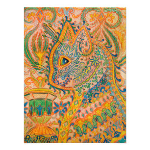 Impression Photo Chat psychédélique par Louis Wain
