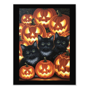 Impression Photo Chats noirs et Jack O’Lanterns