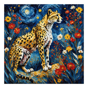 Impression Photo Cheetah aux fleurs