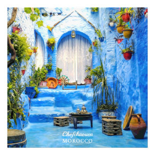 Impression Photo Chefchaouen Blue City Maroc Peinture à l'huile Boh