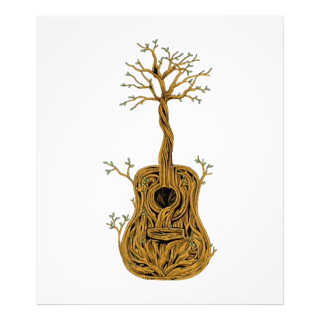 Impression Photo Chemise de guitare acoustique Arbre de vie Joueur  (Devant)