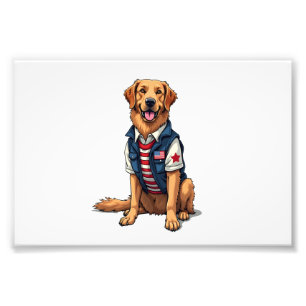 Impression Photo Chemise pour chien de service patriotique Golden R