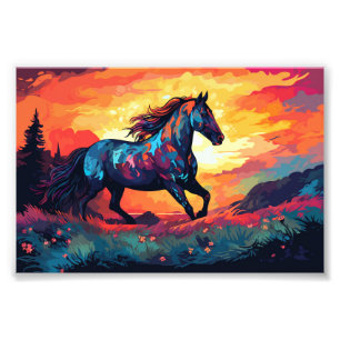 Impression Photo Cheval En Course Sur Le Terrain Art Abstrait Cheva