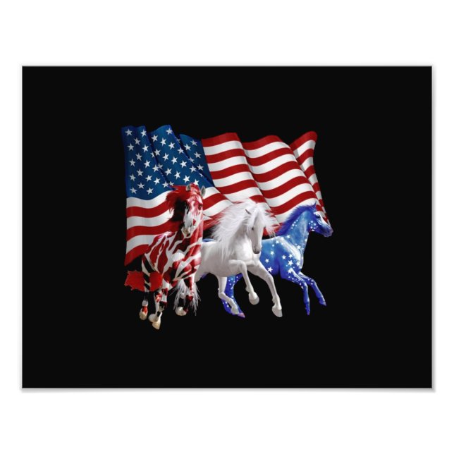 Impression Photo Chevaux États-Unis Drapeau américain Cheval (Devant)