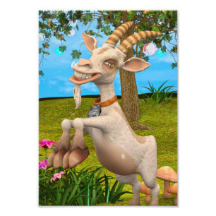 Impression Photo Chèvre de dessin animé drôle Art d'animal de jardi