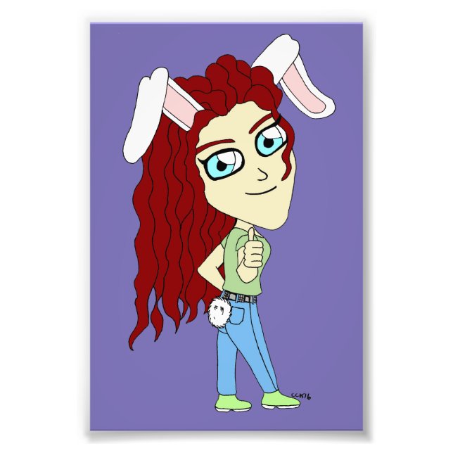 Impression Photo Chibi Bunnygirl donne des pouces (Devant)