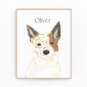Impression Photo Chien de poche Heeler rouge et blanc personnalisé