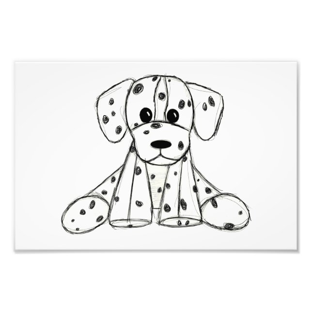 Impression Photo Chien en dalmate dessin simple noir (Devant)