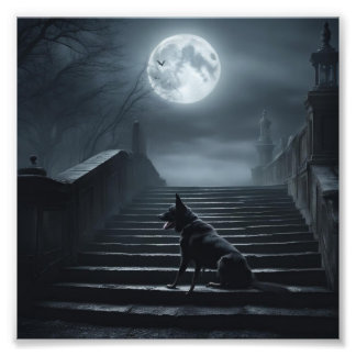 Impression Photo Chien noir de Whitby à l'assaut des 199 marches