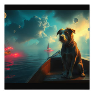 Impression Photo Chien sur bateau