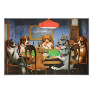 Impression Photo Chiens jouant au Poker par Cassius Marcellus Cooli