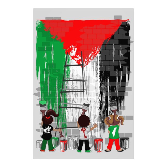 Impression Photo Children of Gaza Painting Palestine Flag  (Devant)