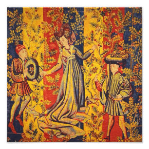 Impression Photo Chinoiserie médiévale italienne rouge jaune