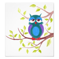 Chouette endormie mignonne sur un arbre Peinture d