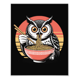 Impression Photo Chouette Ramen japonais Ukiyo-e Vintage