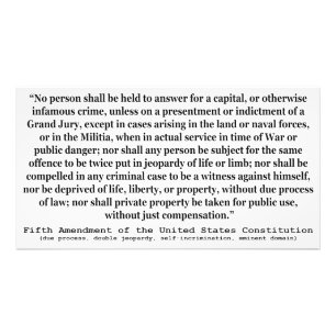 Impression Photo Cinquième amendement à la constitution