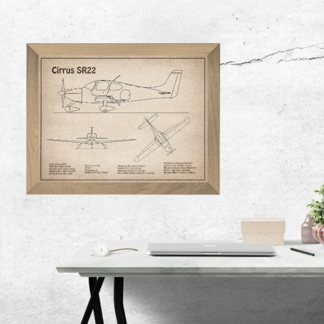 Impression Photo Cirrus SR22 - Plans de dessin du plan directeur de (Créateur téléchargé)