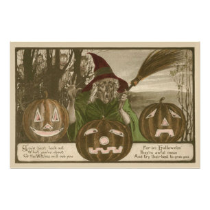 Impression Photo Citrouille de Jack O' Lantern sorcière lutin