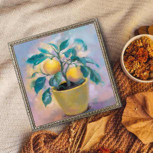 Impression Photo Citrus ensoleillé : citron dans un pot jaune