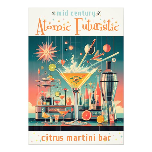 Impression Photo Citrus Martini Bar Futuriste Atomique du milieu du (Devant)