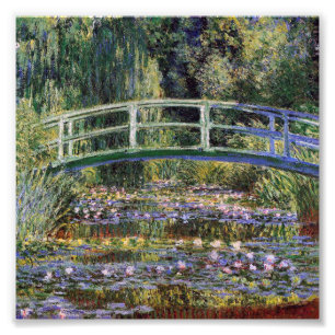 Impression Photo Claude Monet, nénuphars, pont japonais, jardin,
