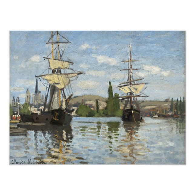Impression Photo Claude Monet Ships on the Seine River Travel Art (Devant)