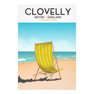 Impression Photo Clovelly, Devon affiche de voyage vintage train