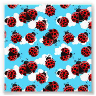 Impression Photo Coccinelle Rouge Coléoptère Insecte Amant Cœurs No