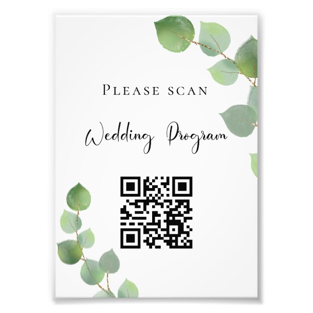 Impression Photo Code QR programme de mariage eucalyptus verdure (Devant)