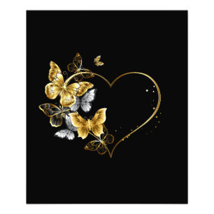 Impression Photo Coeur aux papillons d'or